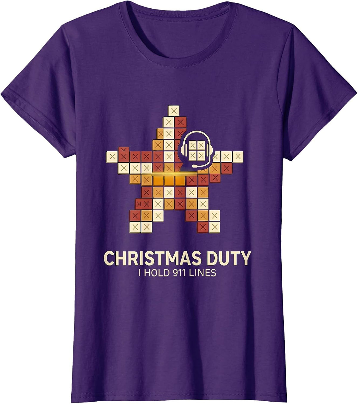 Women's Christmas Duty I Hold 911 Lines Funny 911 Dispatcher T-Shirt - Purple