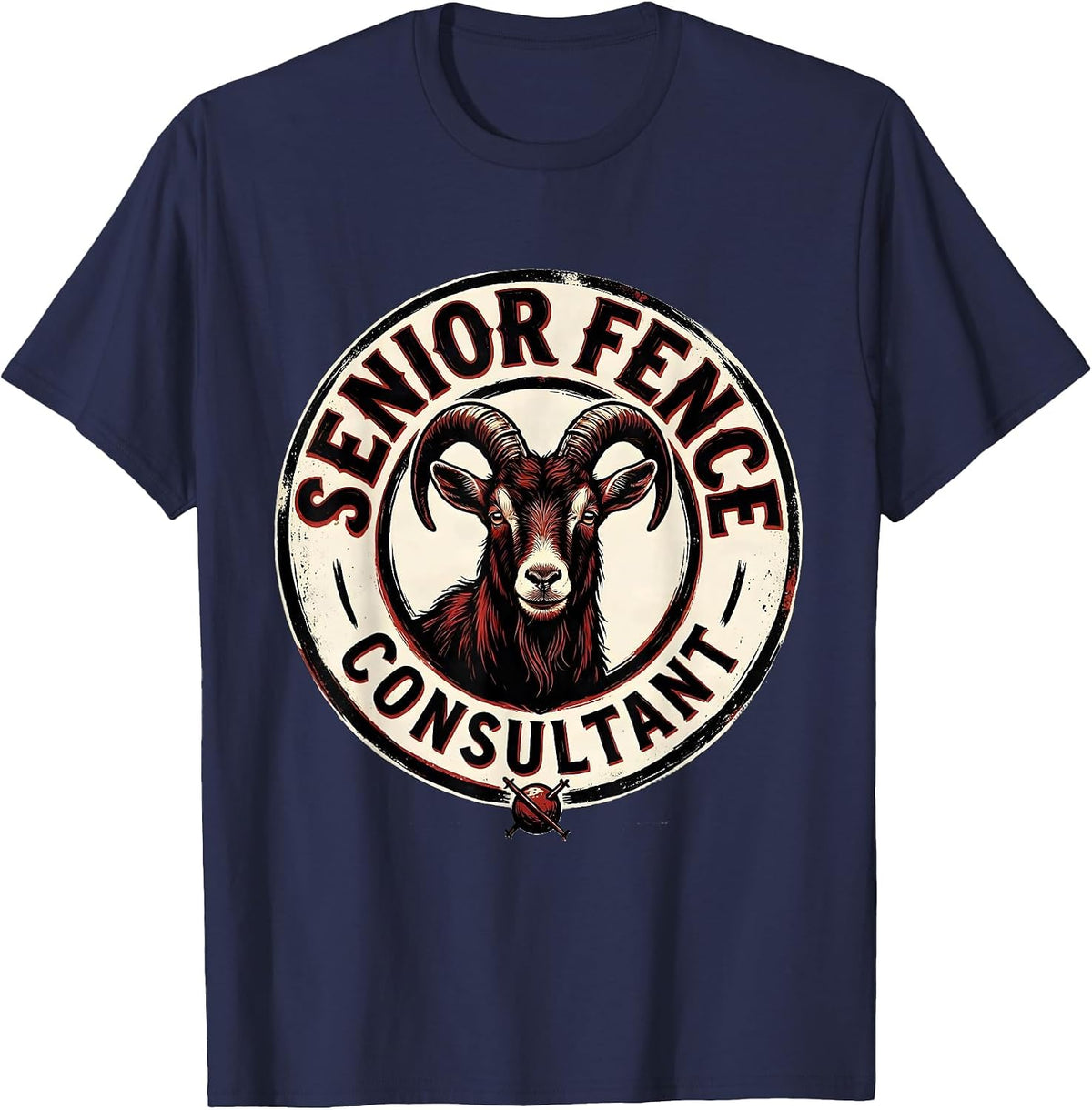Senior Fence Consultant Funny Goat Lover Farm Animal Humor T-Shirt - Navy Blue