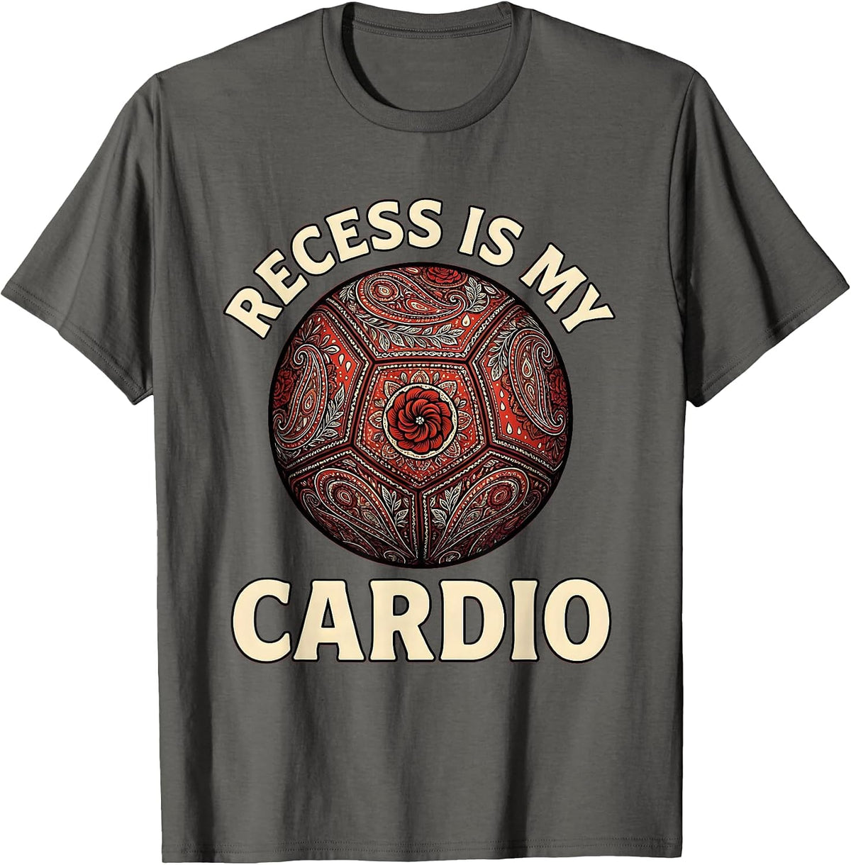 Recess Is My Cardio 4th Grade Teacher Design T-Shirt - Asphalt Grey