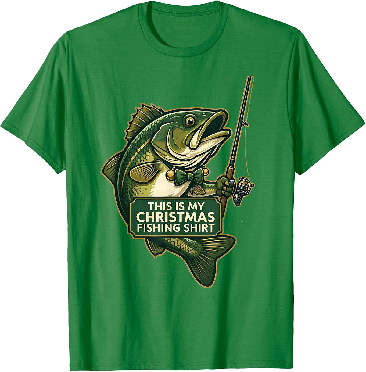 Men's This Is My Christmas Fishing Shirt Funny Fisherman Dad T-Shirt - Kelly Green