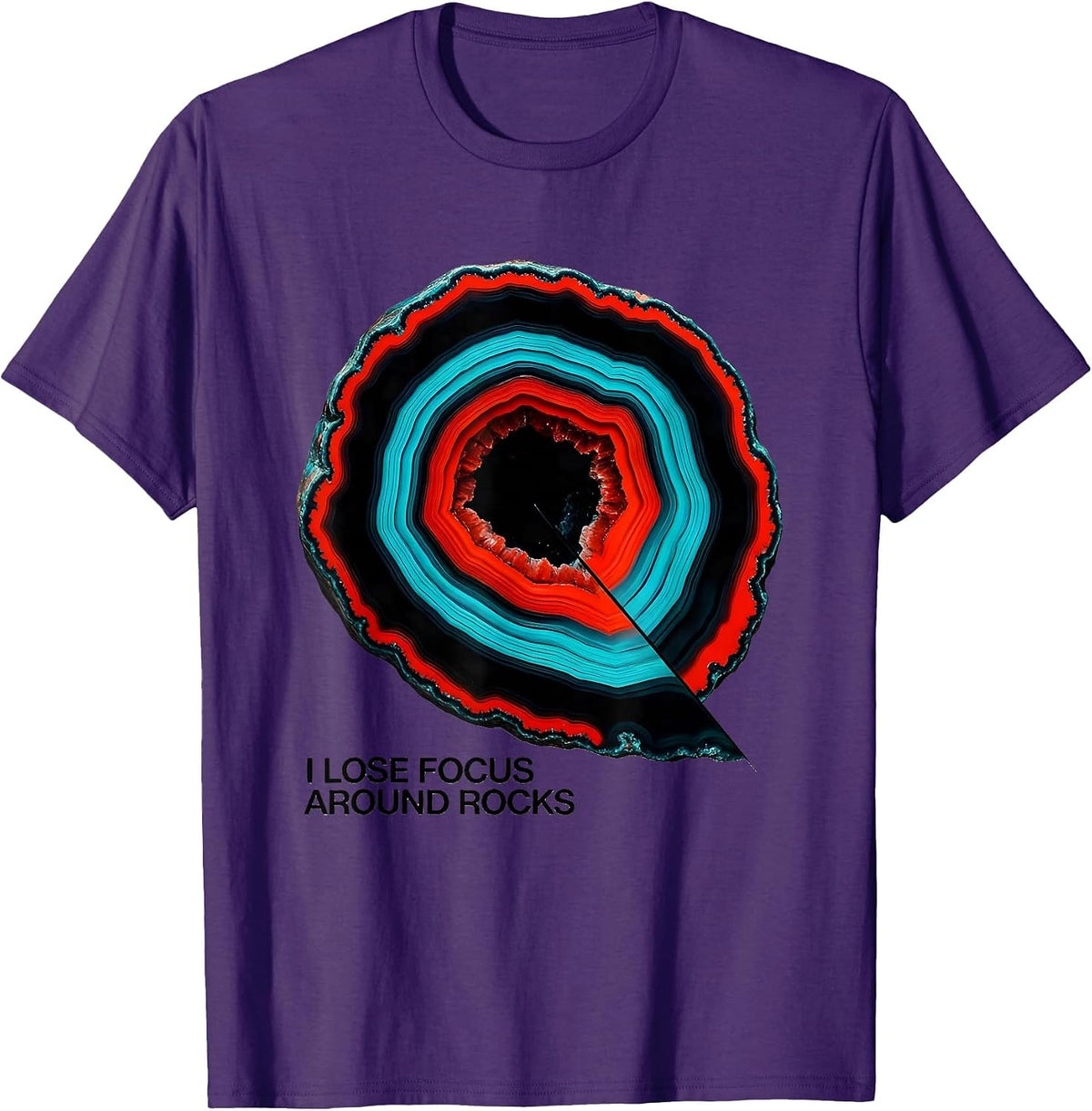 Men's I Lose Focus Around Rocks Funny Geologist Rock Collector T-Shirt - Purple