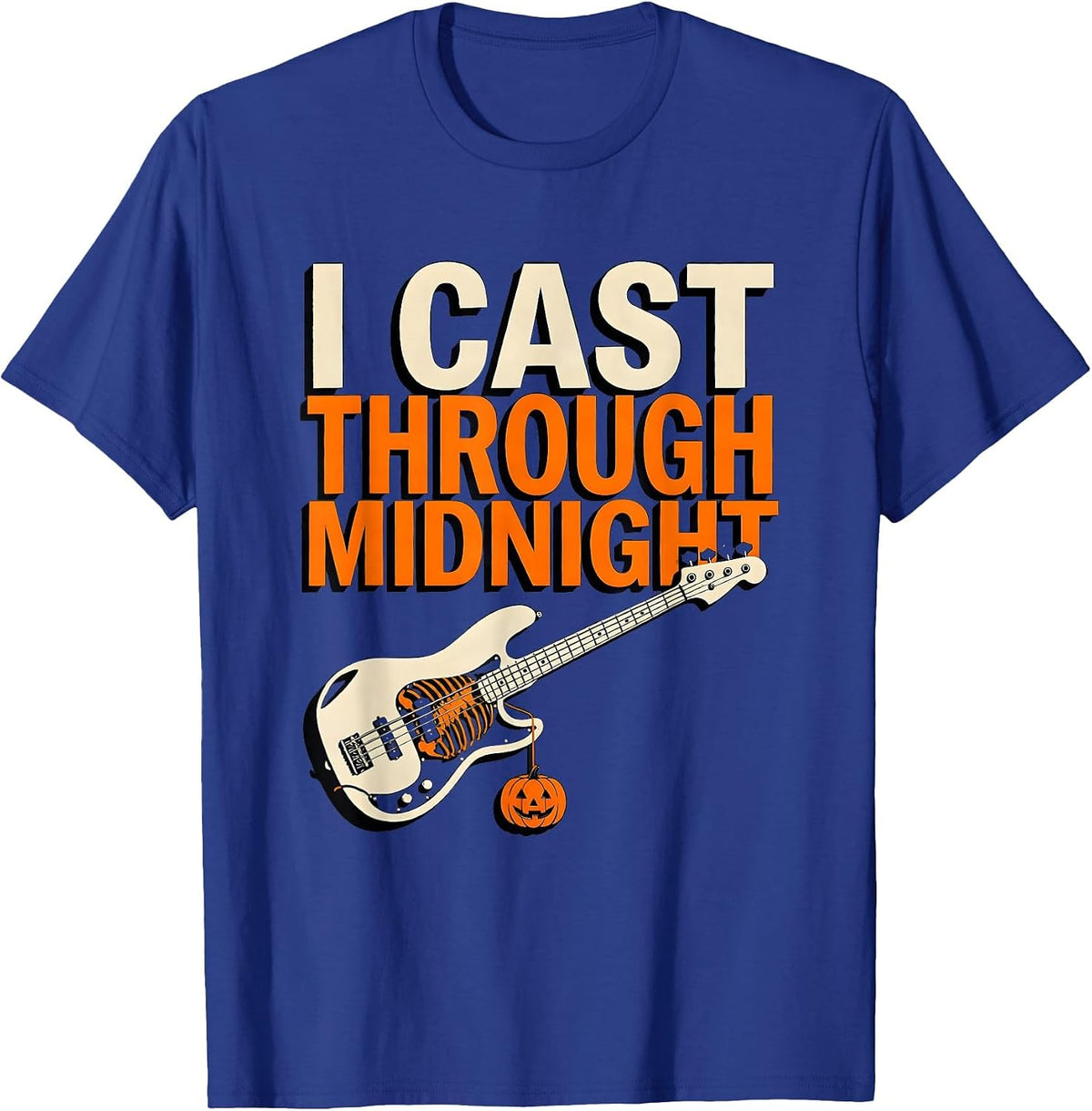 I Cast Through Midnight Funny Halloween Fishing Ghost T-Shirt - Royal Blue