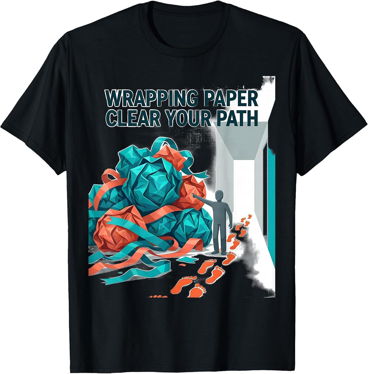 Men's Wrapping Paper Clear Your Path Funny Physical Therapist PT T-Shirt - Black