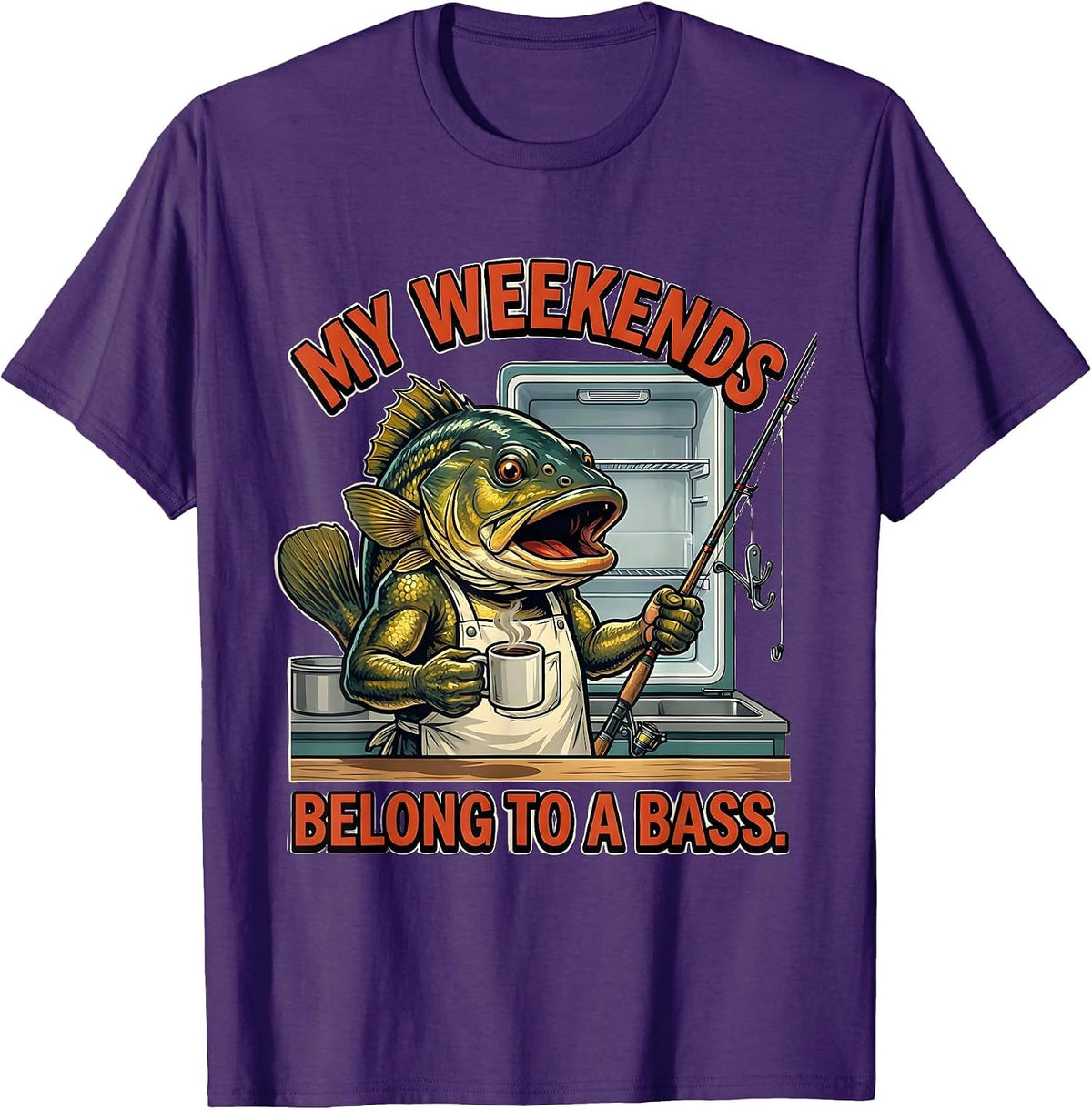 My Weekends Belong To A Bass Funny Fishing Dad Humor T-Shirt - Purple