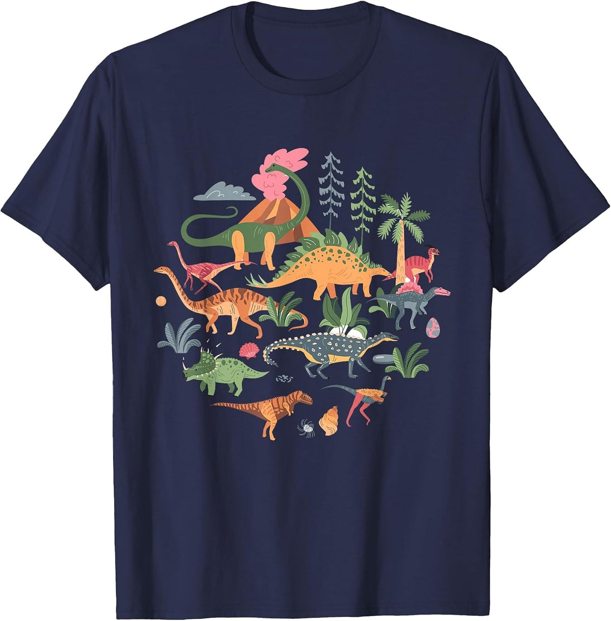 Cute Dinosaurs/Illustration - Dino Collection - Classic T-Shirt - Navy Blue