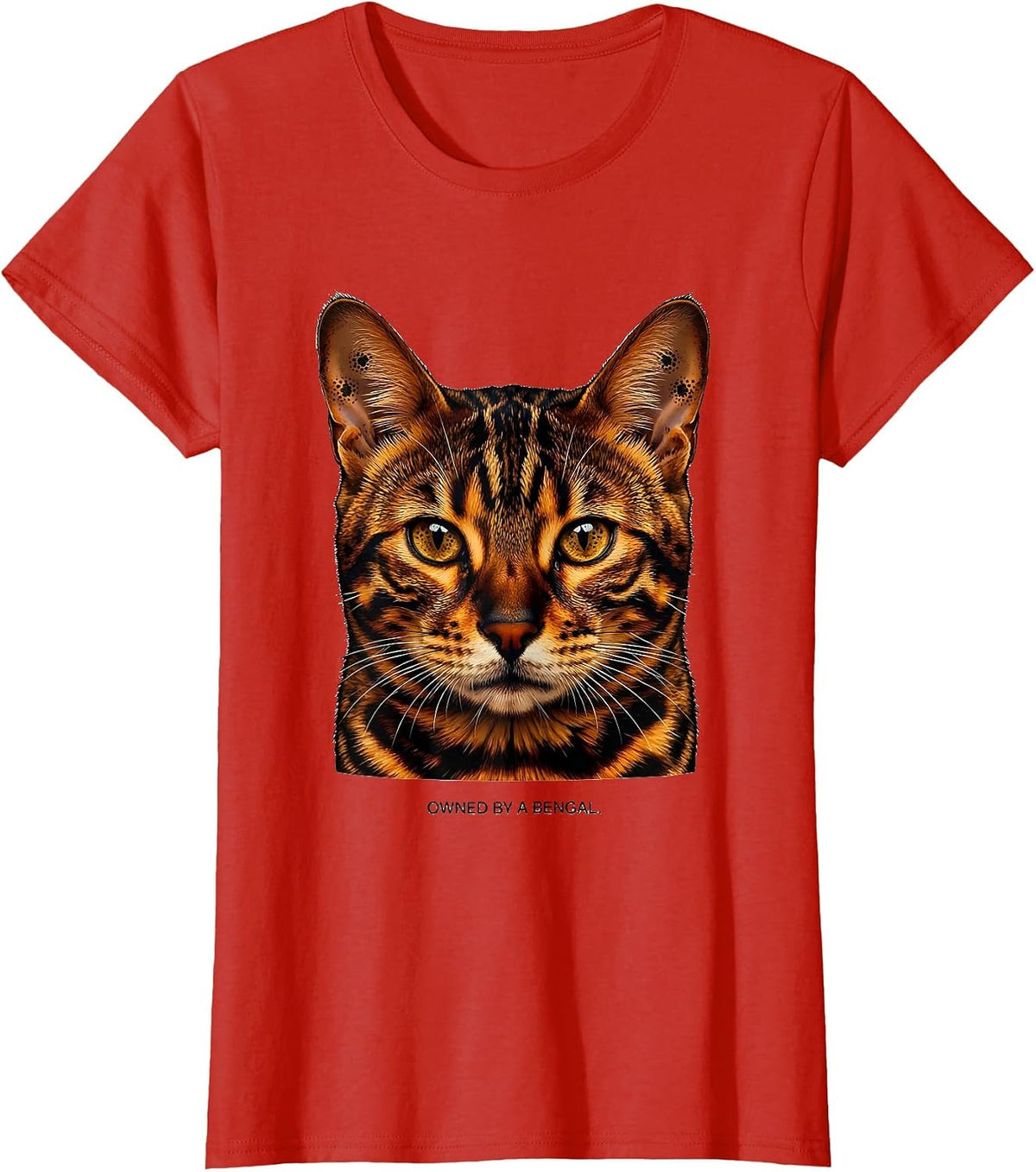 Owned by a Bengal Cat Lover Design T-Shirt - Red