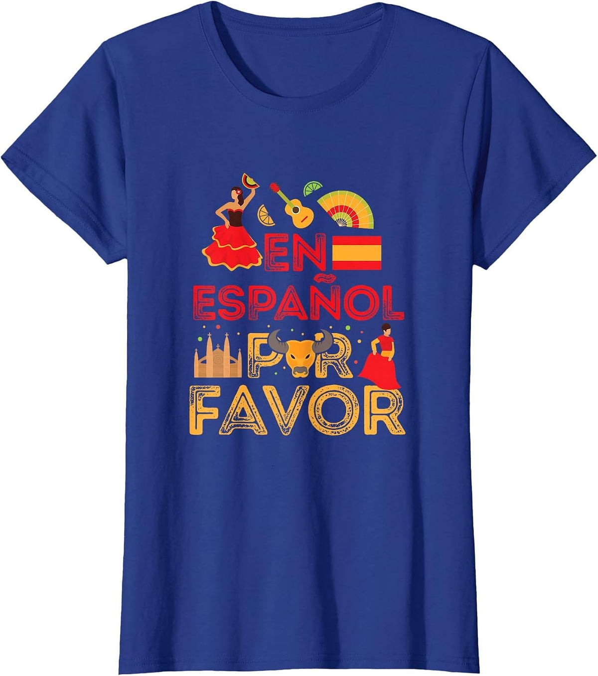 Teaching Spanish Teacher En Español Por Favor T-Shirt - Royal Blue