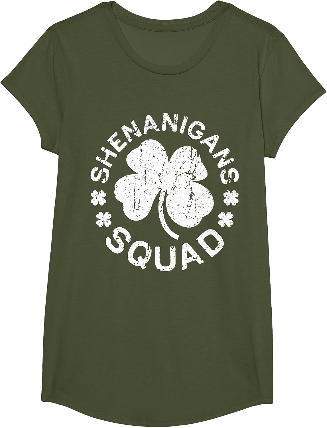 Shenanigans Squad Shirt Irish Men Women Kids St Patricks Day T-Shirt - Girls Olive Green