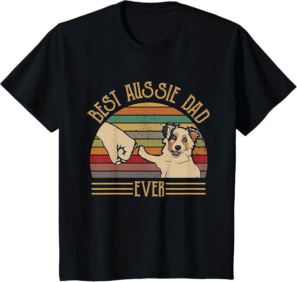 Best Aussie Dad Ever Retro Vintage Sunset T-Shirt - Black