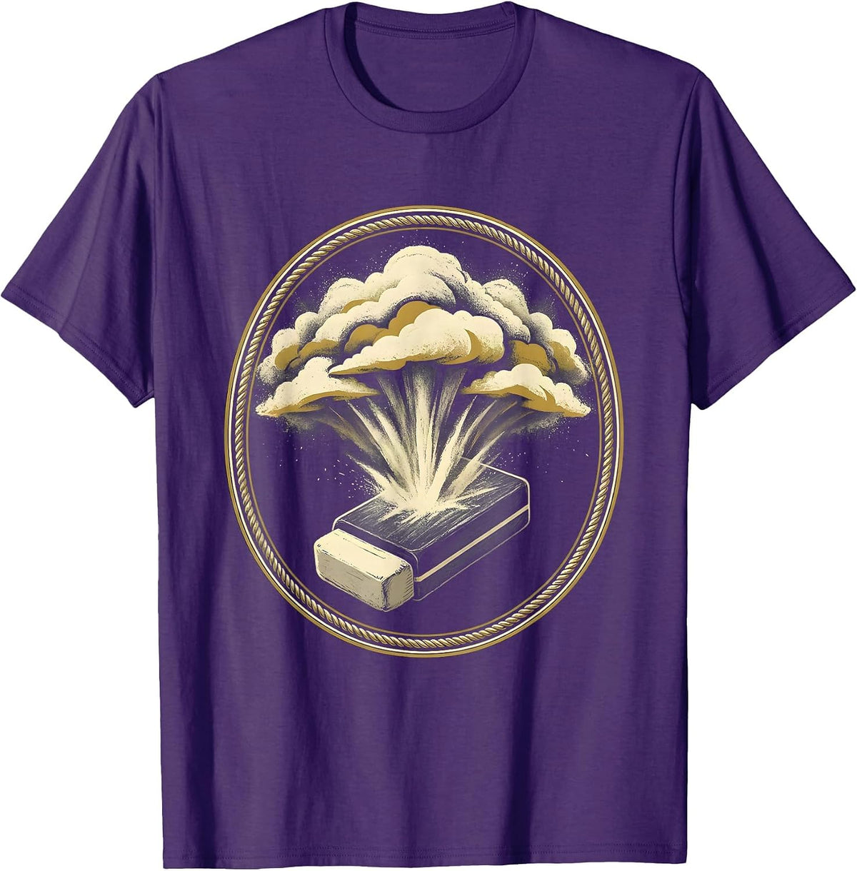 Men's 4th Grade Teacher Chalkboard Eraser Dust Design T-Shirt - Purple