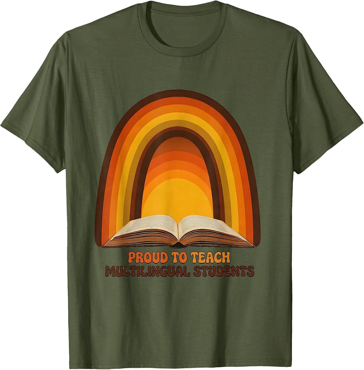 Men's Proud To Teach Multilingual Students Retro Spanish Teacher T-Shirt - Olive Green