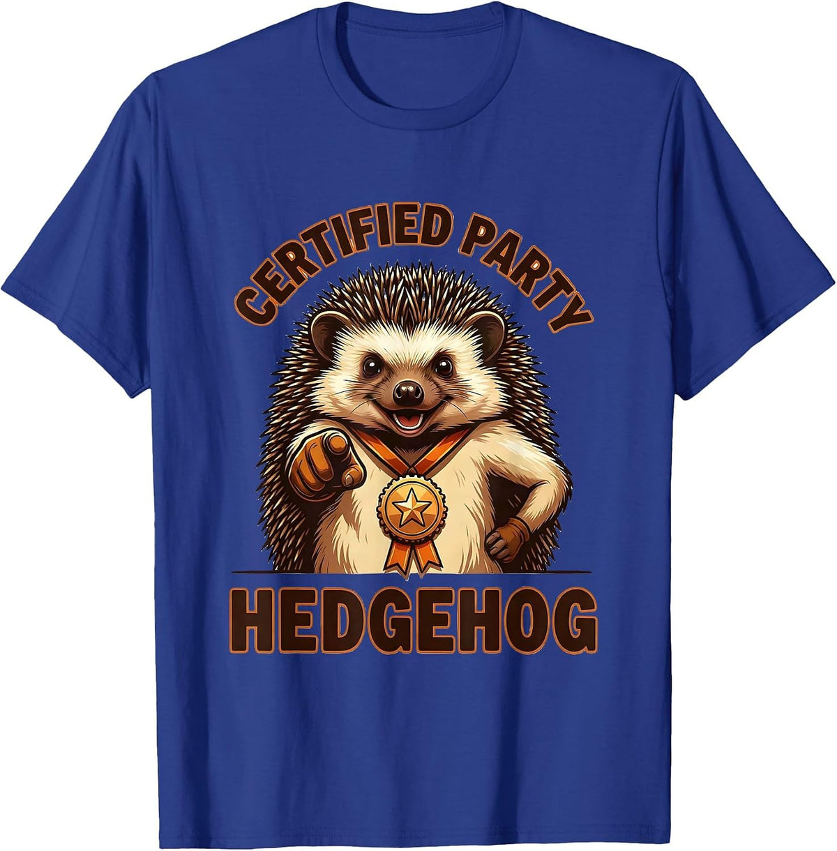 Certified Party Hedgehog Funny Animal Control Halloween T-Shirt - Royal Blue