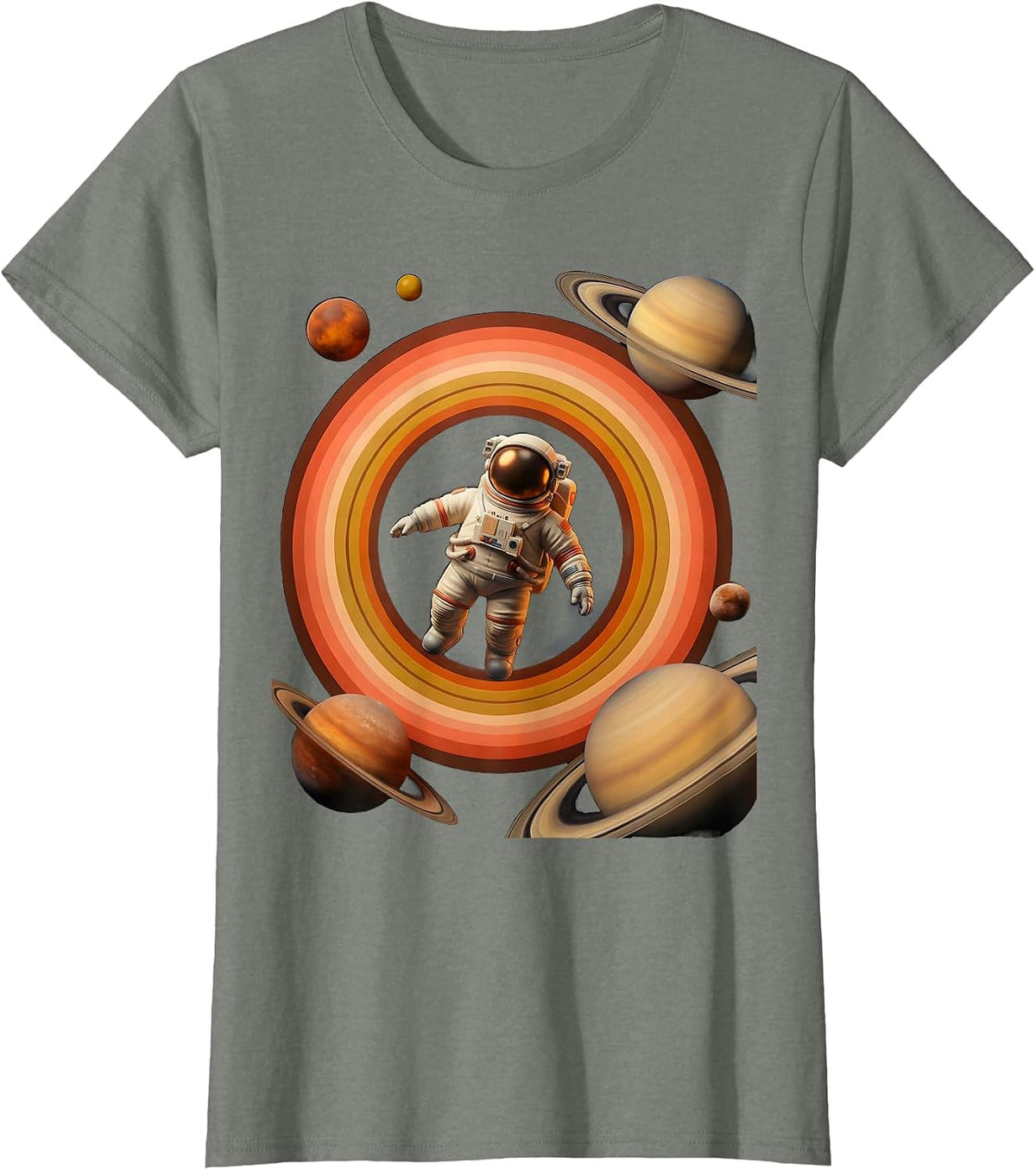 Astronaut Floating Free in Deep Space Design T-Shirt - Olive Heather