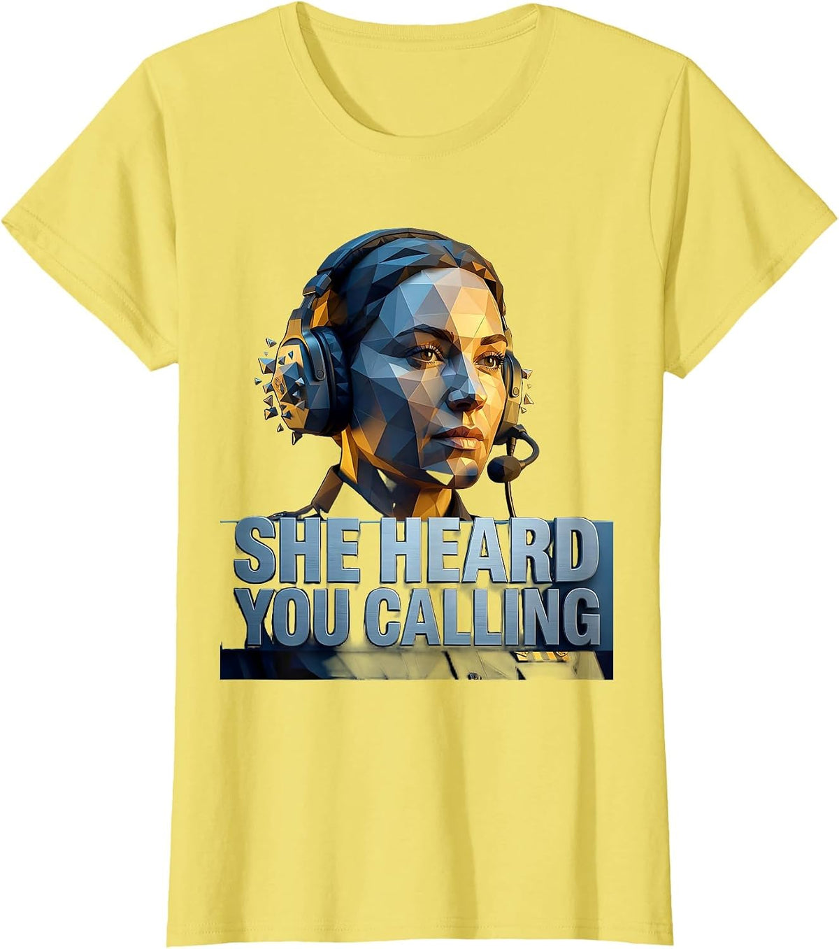 Women's She Heard You Calling 911 Dispatcher Design T-Shirt - Lemon Yellow