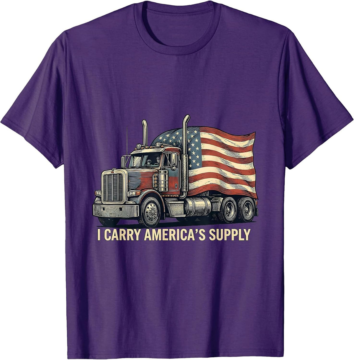 Men's I Carry America's Supply Patriotic Semi Truck Driver Trucker T-Shirt - Purple