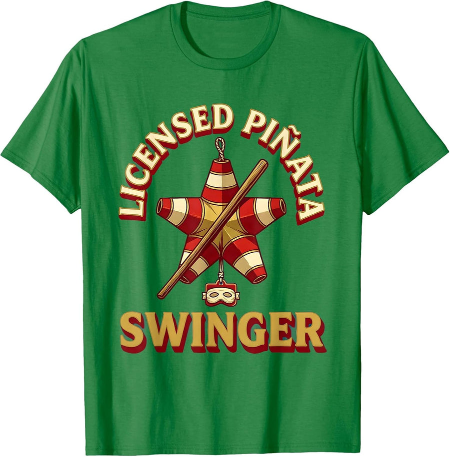 Men's Licensed Piñata Swinger Funny Cinco De Mayo Party Costume T-Shirt - Kelly Green