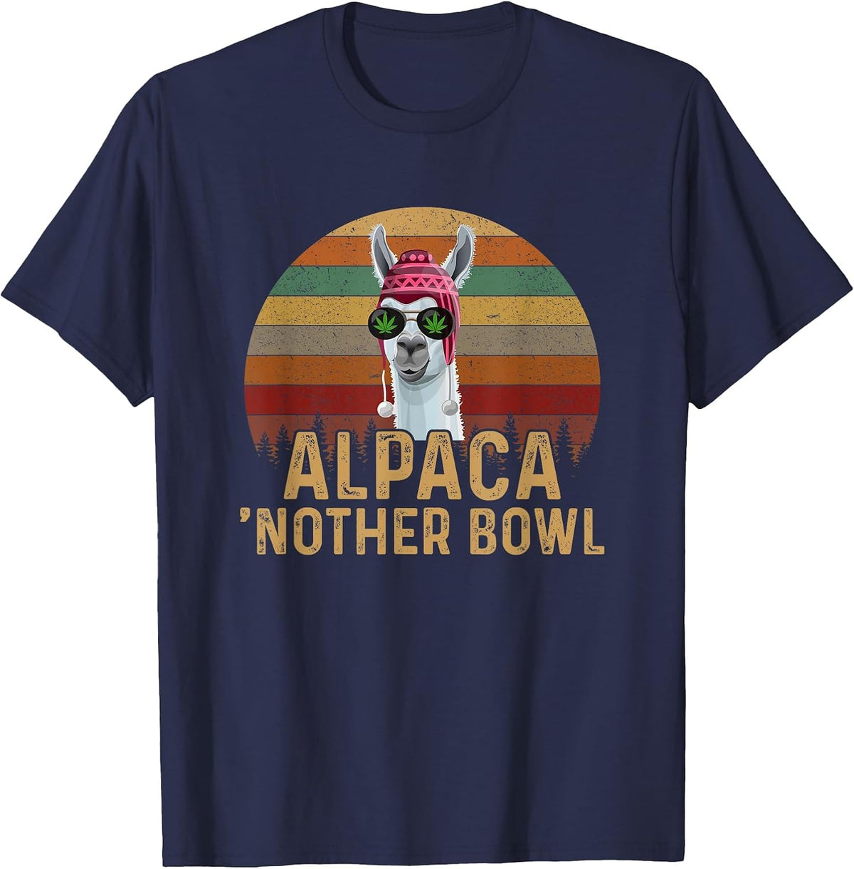 Alpaca 'Nother Bowl, Funny Marijuana T-Shirt - Navy Blue