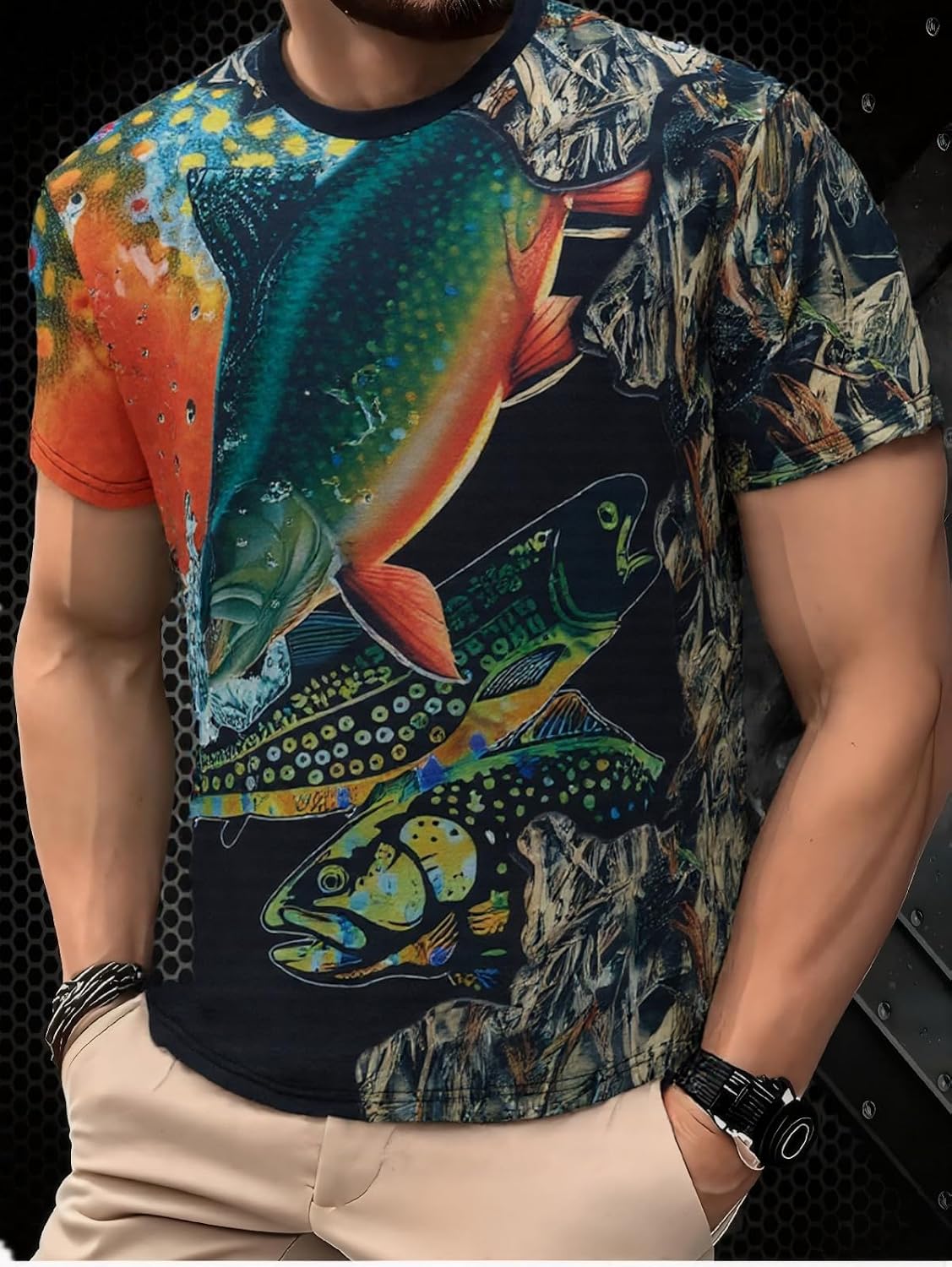 Mens Graphic T Shirt Geometric Printed Crew Neck Short Sleeve Casual Streetwear Fashion Tee Daily Outfit Top - Black