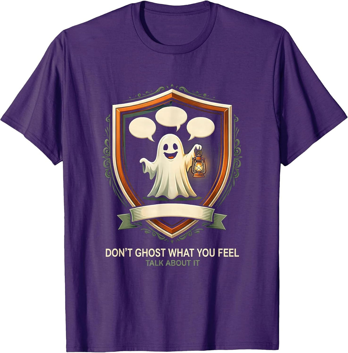 Men's Don't Ghost What You Feel — Talk About It Halloween T-Shirt - Purple