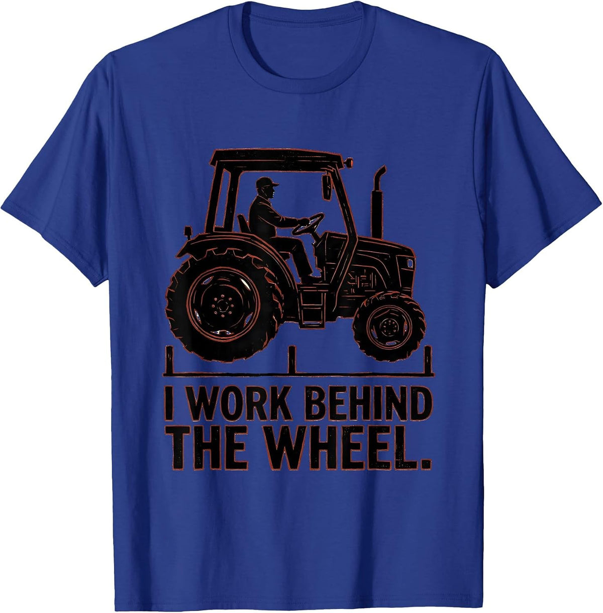 Men's I Work Behind The Wheel Funny Truck Driver Linocut T-Shirt - Royal Blue