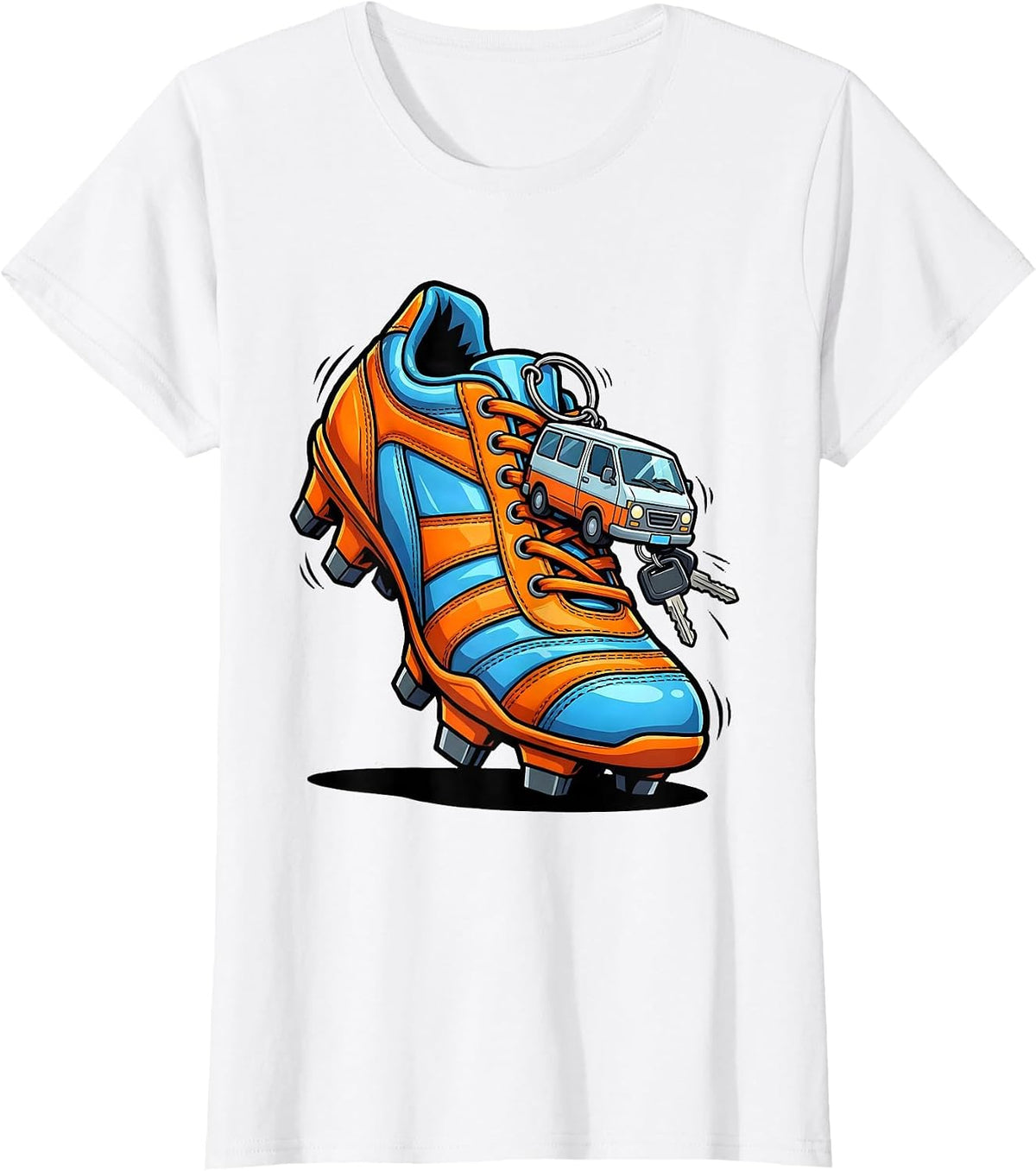 Women's Soccer Mom Minivan Keys Cleat Graphic T-Shirt - White