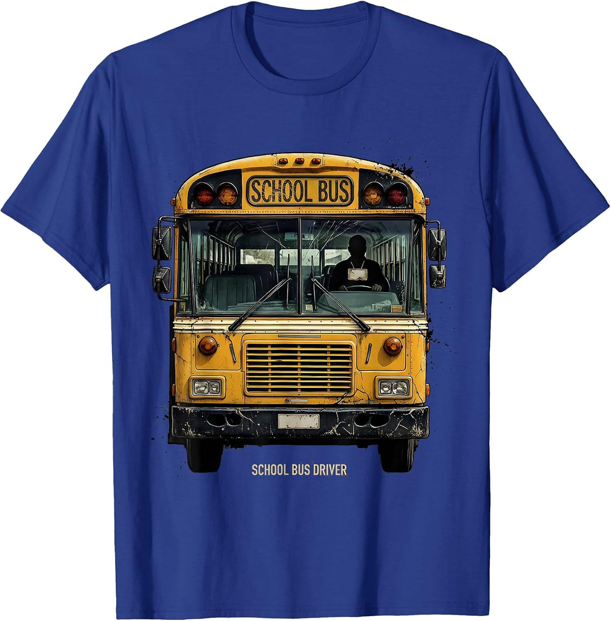 Men's Distressed School Bus Driver Humor Appreciation Gift T-Shirt - Royal Blue