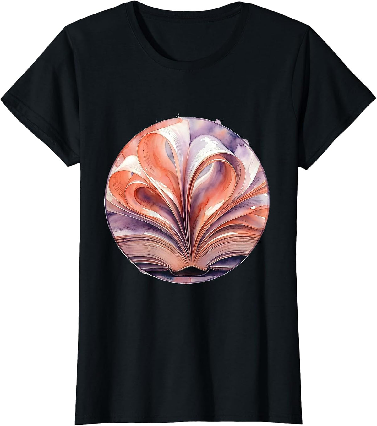 Dyslexia Awareness Open Book Spiral Design T-Shirt - Black
