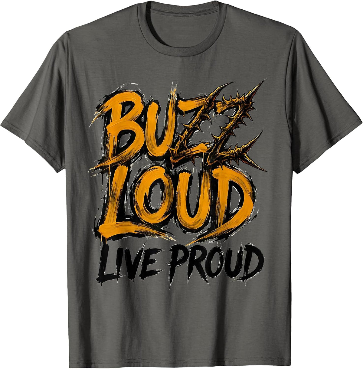 Men's Buzz Loud Live Proud Bee Women Design T-Shirt - Asphalt Grey