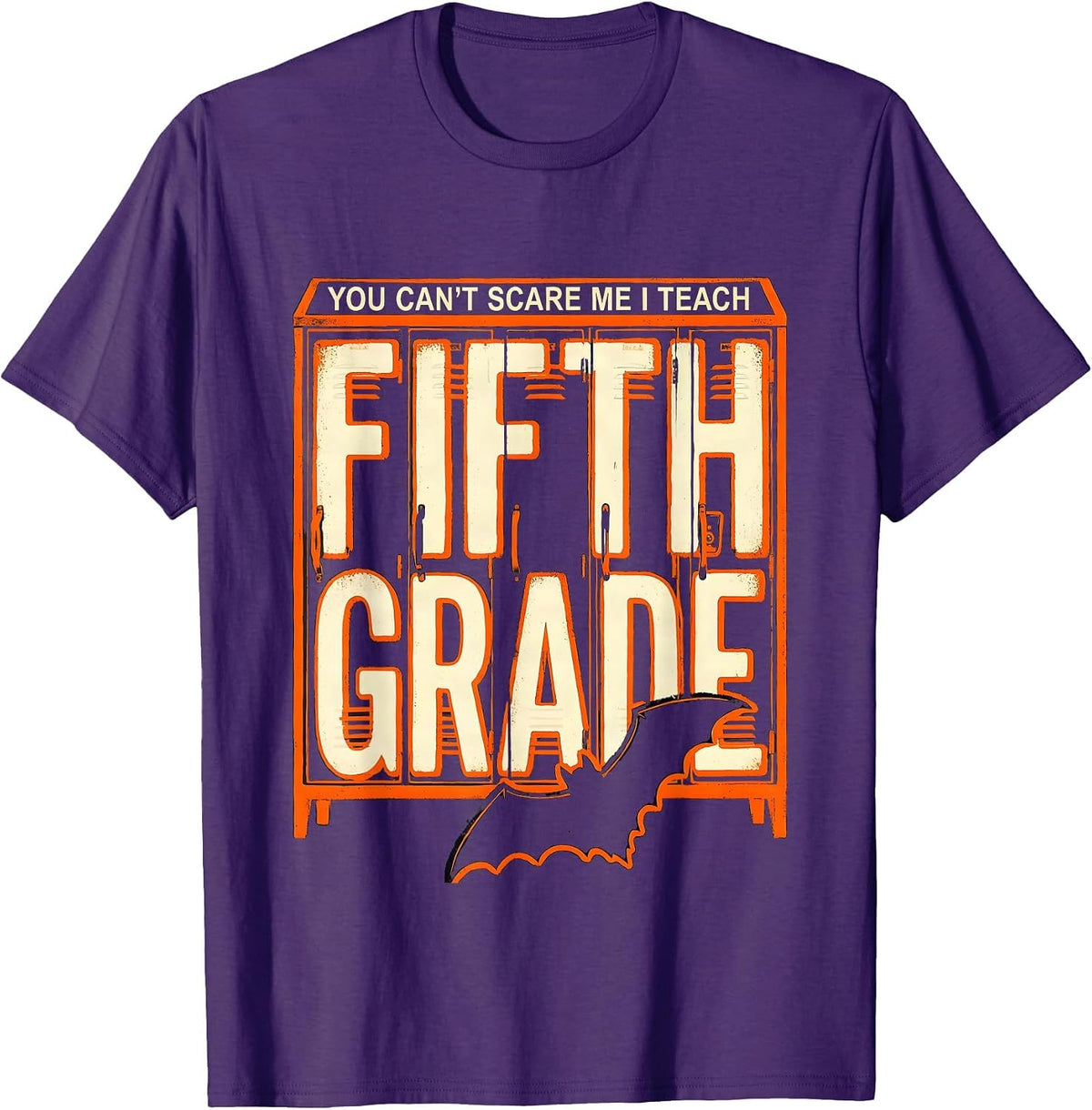 You Can't Scare Me I Teach Fifth Grade Funny Halloween T-Shirt - Purple