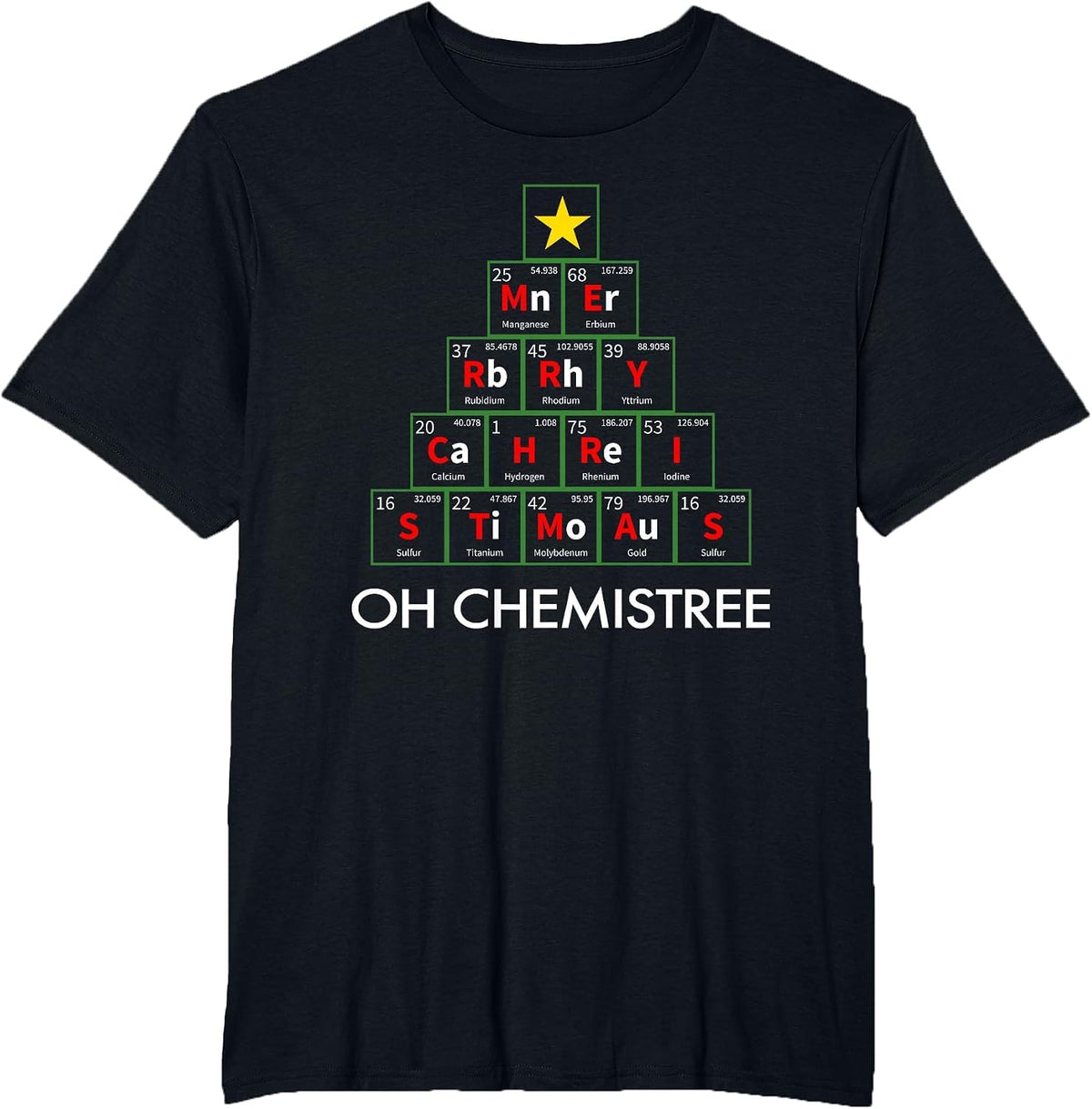 Oh Chemistree Pajama Chemist Tree Periodic Table Teacher T-Shirt - Black