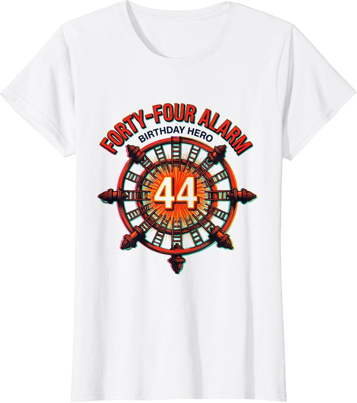 Women's Forty-Four Alarm Birthday Hero Firefighter Toddler Boy Party T-Shirt - White