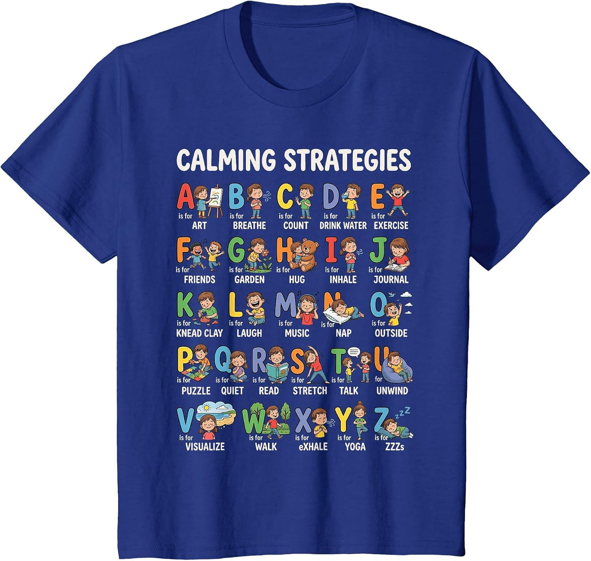 Calming Strategies ABC Alphabet T-Shirt - Royal Blue