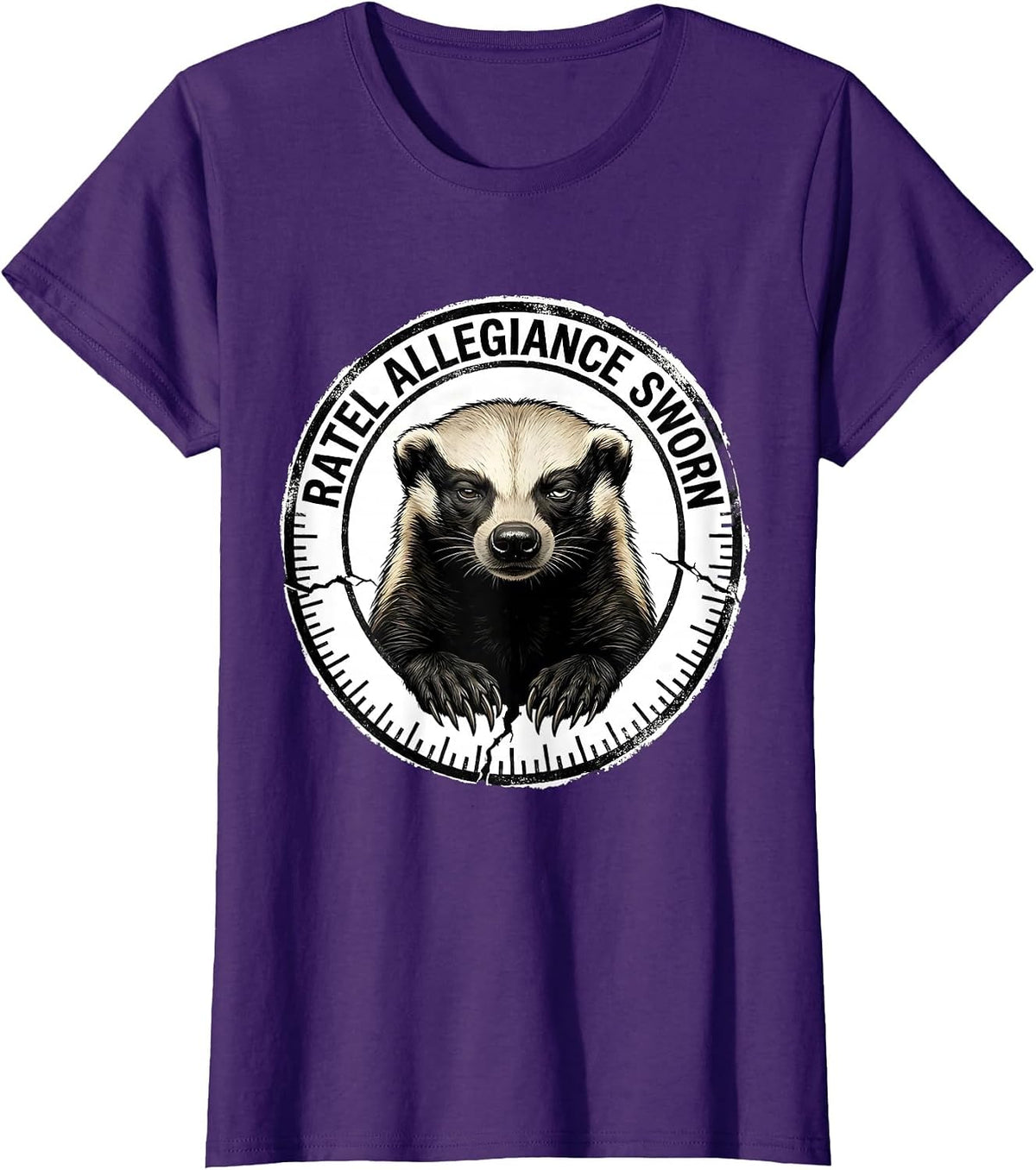 Women's Ratel Allegiance Sworn Funny Honey Badger Wildlife Lover T-Shirt - Purple