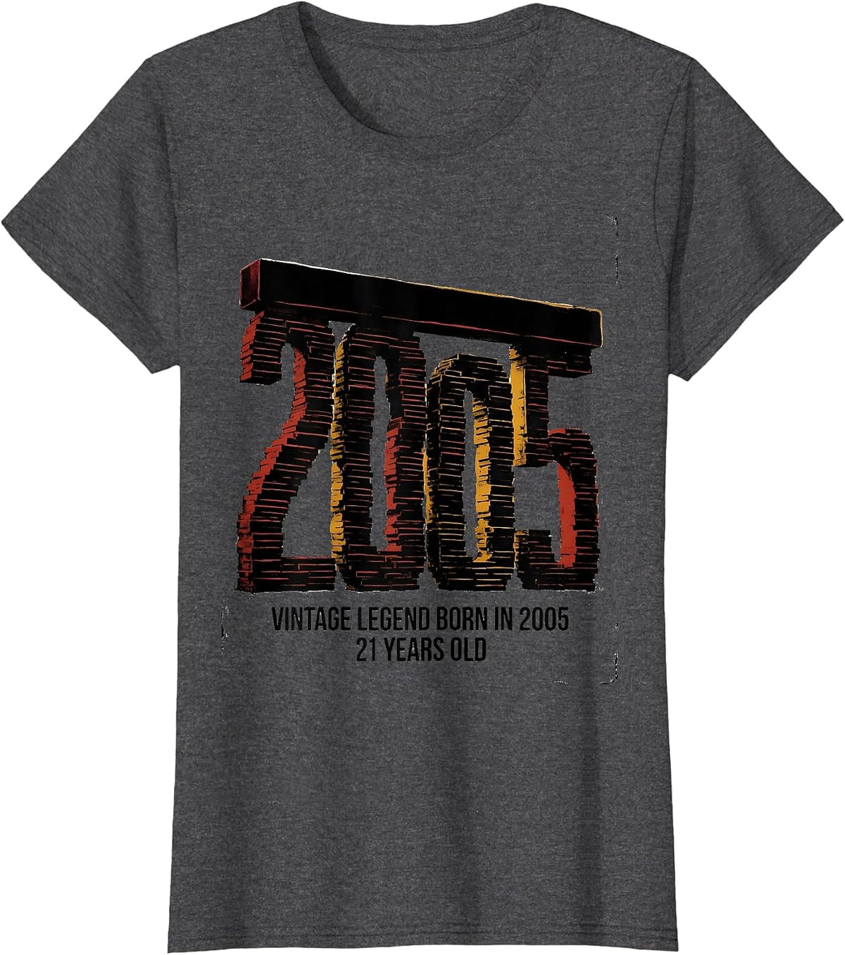 Women's Vintage Legend Born In 2005, 21 Years Old Birthday Humor T-Shirt - Dark Heather Grey