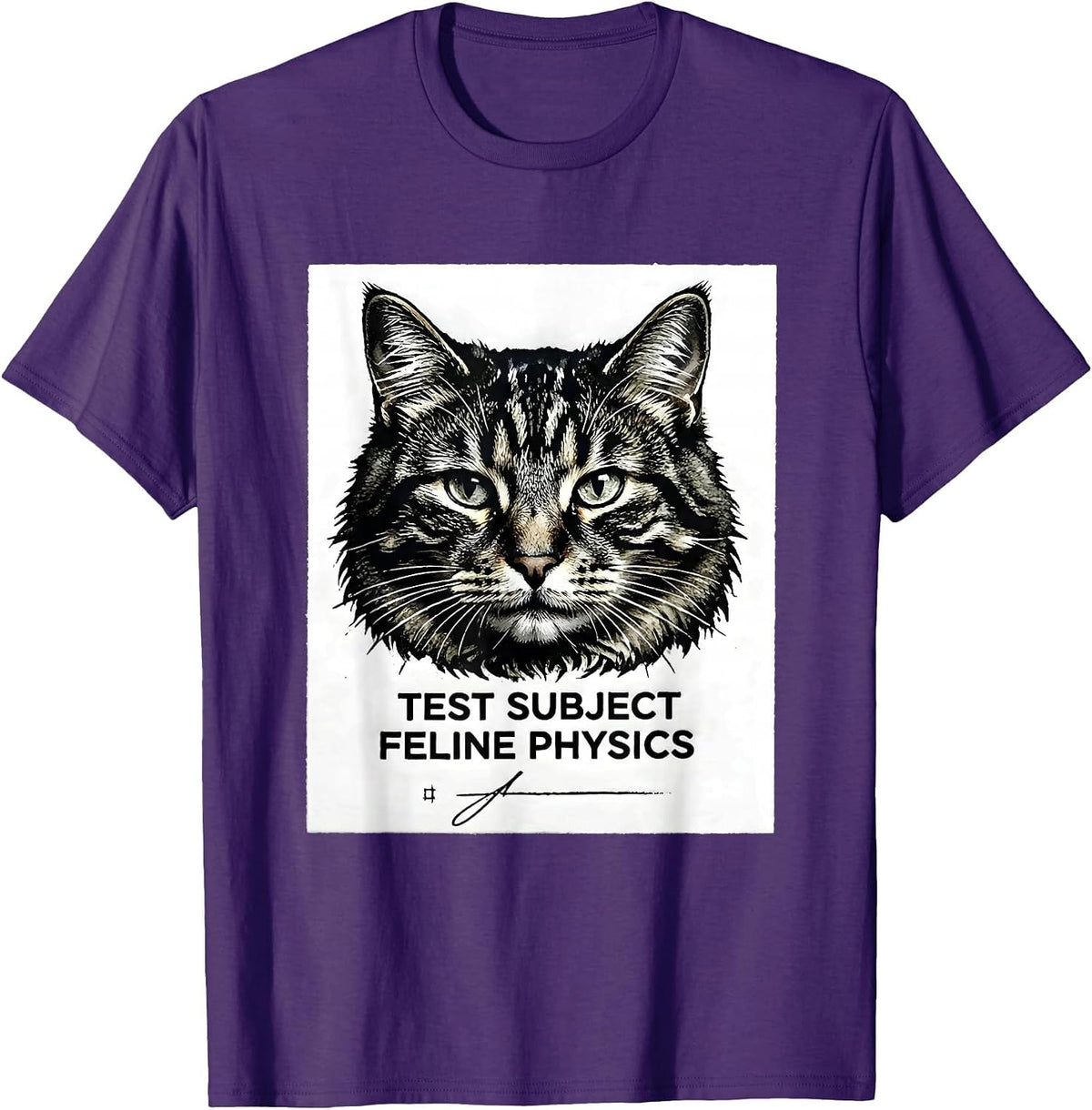 Men's Test Subject Feline Physics Funny Cat Science Math Teacher T-Shirt - Purple