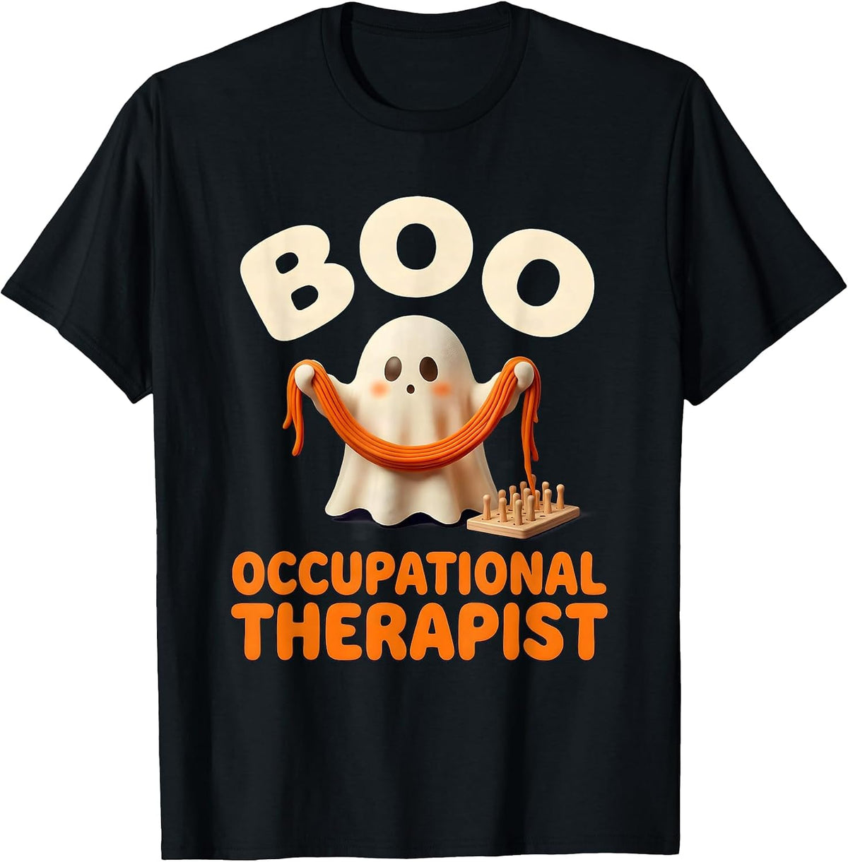 Men's Boo Occupational Therapist Cute Ghost Whimsical Halloween T-Shirt - Black