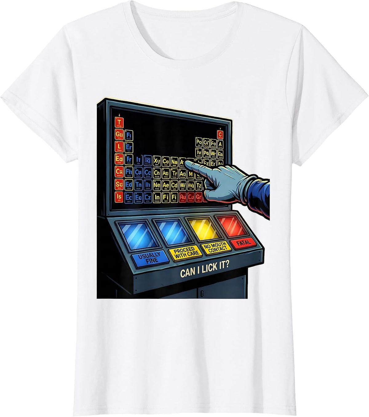 Can I Lick It? Funny Periodic Table Science Teacher T-Shirt - White