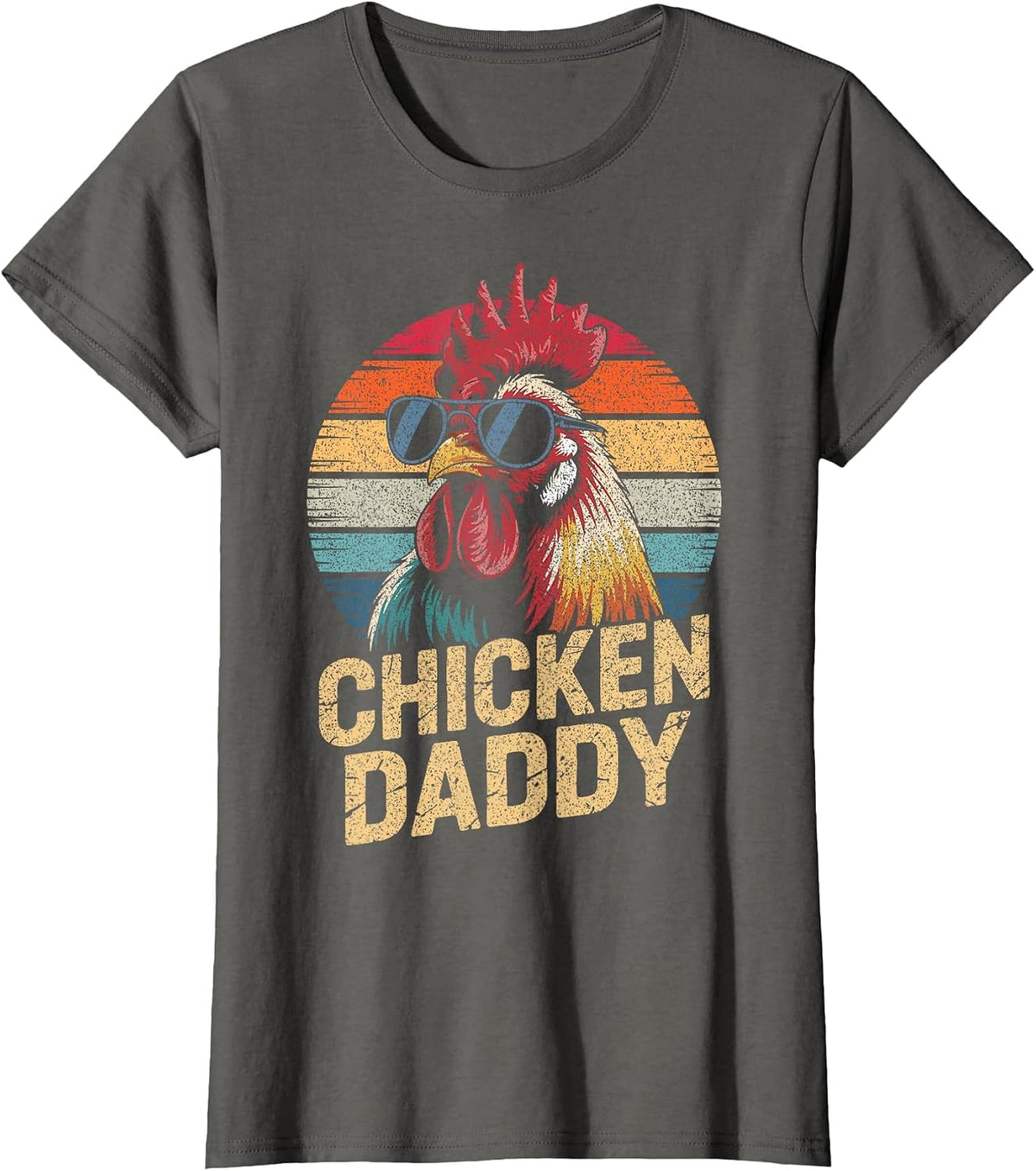 Men Chicken Daddy Vintage Rooster Poultry Farmer Fathers Day T-Shirt - Asphalt Grey