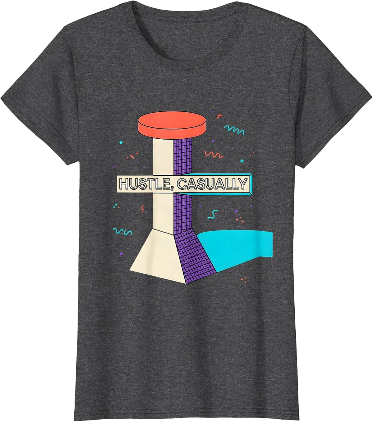 Women's Hustle, Casually Funny Old School Gangsta Rap Slang Hip Hop T-Shirt - Dark Heather Grey