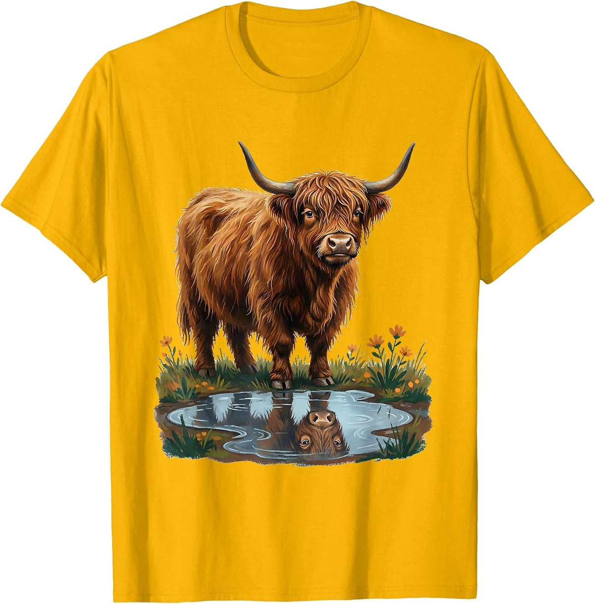 Calm Highland Cow Cute Scottish Humor Gift T-Shirt - Golden Yellow