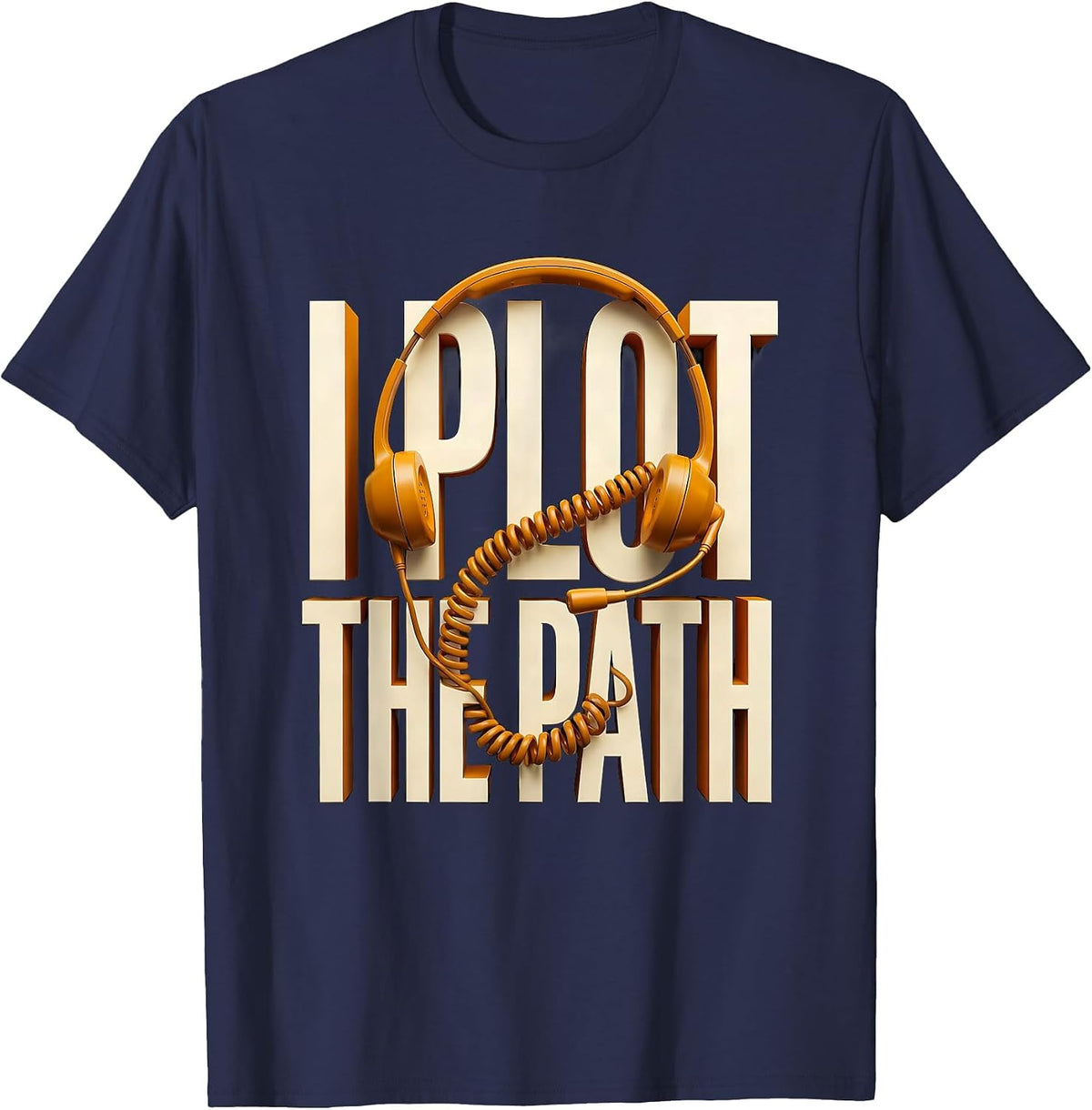 Men's I Plot The Path 911 Dispatcher Thin Yellow Line Emergency T-Shirt - Navy Blue