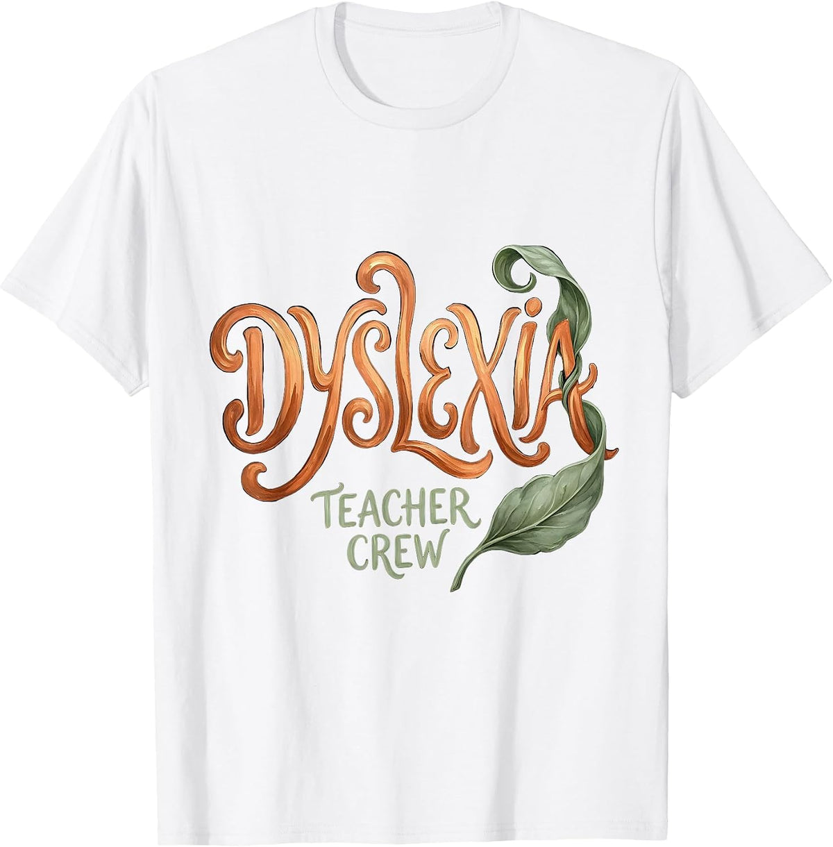 Men's Dyslexia Teacher Crew Boho Typography Dyslexia Awareness T-Shirt - White