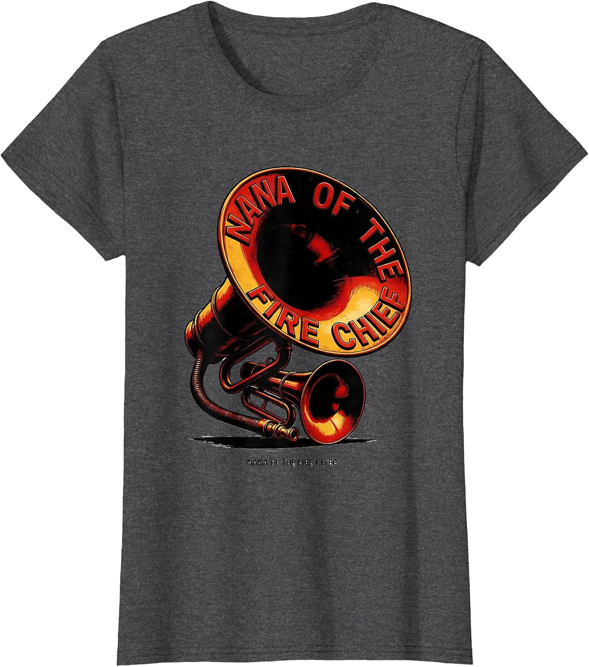 Women's Nana Of The Fire Chief Wholesome Firefighter Birthday Party T-Shirt - Dark Heather Grey