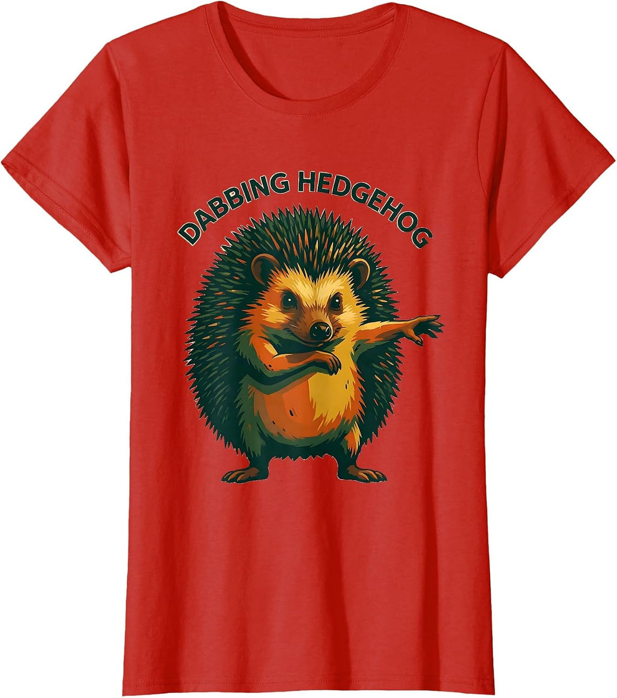 Dabbing Hedgehog Funny Animal Mascot Youth Kids Gift T-Shirt - Red