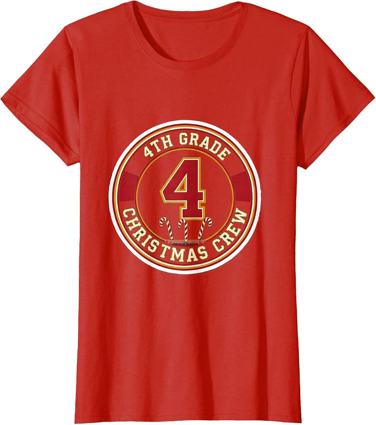 4th Grade Christmas Crew Teacher Holiday Humor T-Shirt - Red
