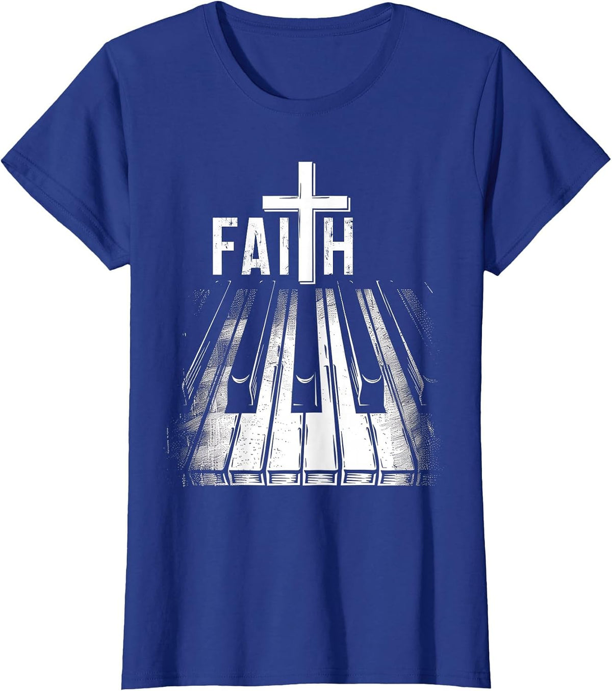 Piano Christian Faith Cross Classical Music Organ Pianist T-Shirt - Royal Blue
