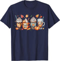 Coffee Pumpkin Latte Spice Coffee Love Fall Season Halloween T-Shirt - Navy Blue