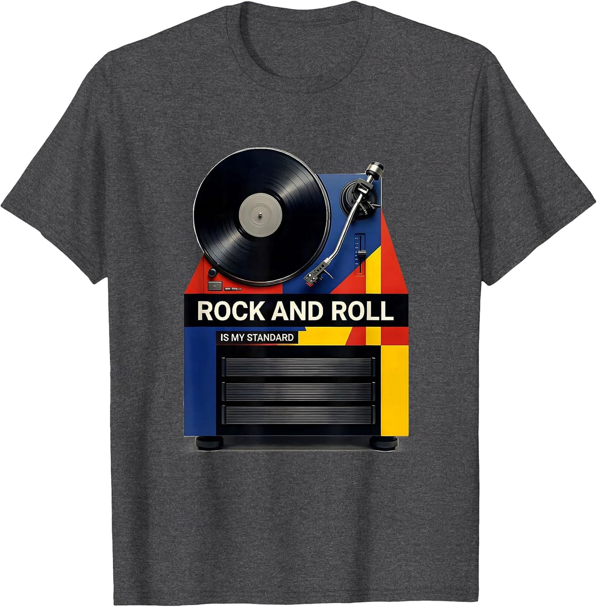 Rock And Roll Is My Standard Bauhaus Modernist Retro Rock T-Shirt - Dark Heather Grey