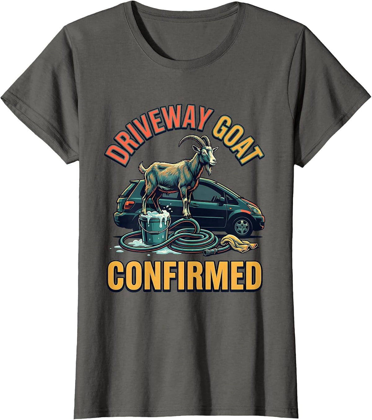 Women's Driveway GOAT Confirmed Funny Goat Owner Farm Animal Humor T-Shirt - Asphalt Grey