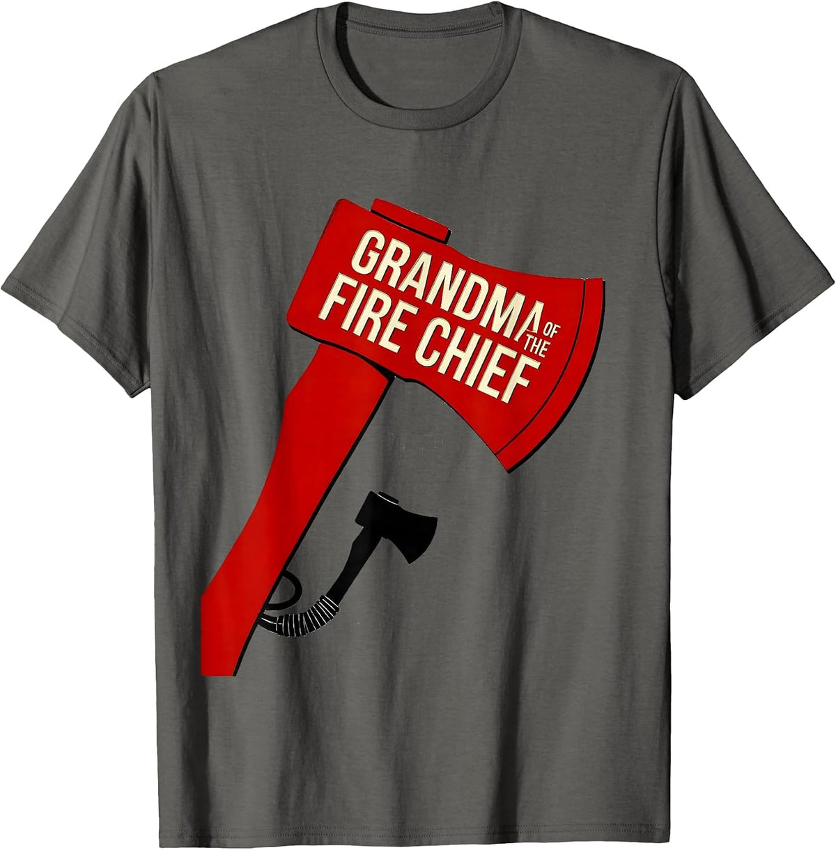 Grandma Of The Fire Chief Stencil Firefighter Birthday Party T-Shirt - Asphalt Grey